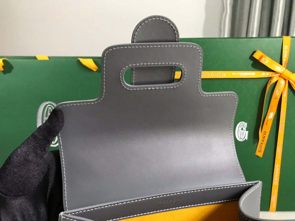 SAC SAÏGON PM 28 EN TOILE GOYARDINE GRISE ET CUIR DE VEAU
