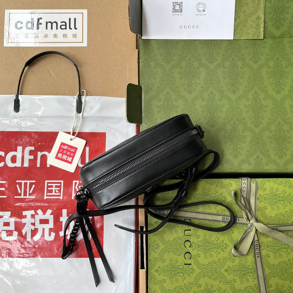 GG MARMONT MINI 18CM ZIP HAUT TOUT CUIR DE VEAU NOIR