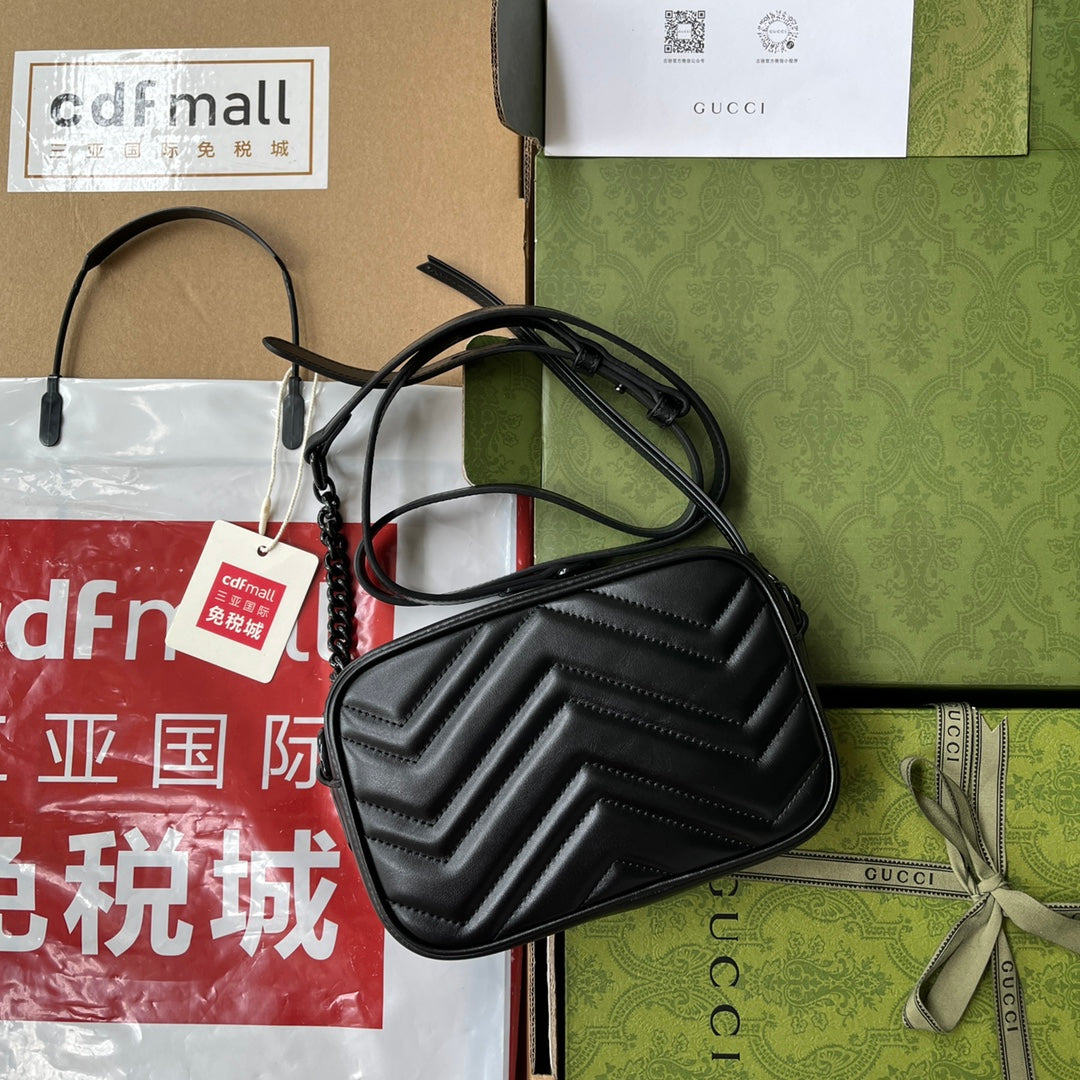 GG MARMONT MINI 18CM ZIP HAUT TOUT CUIR DE VEAU NOIR