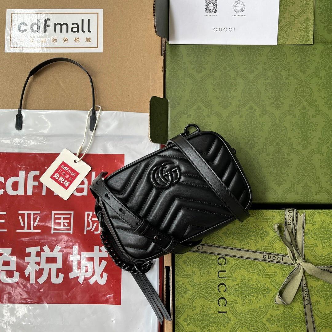 GG MARMONT MINI 18CM ZIP HAUT TOUT CUIR DE VEAU NOIR