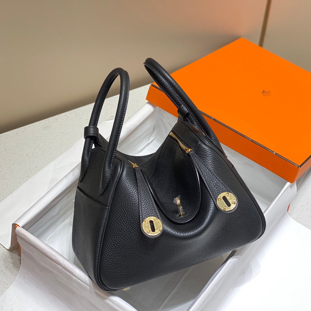 SAC HM LINDY 26 EN CUIR TAURILLON CLEMENCE NOIR