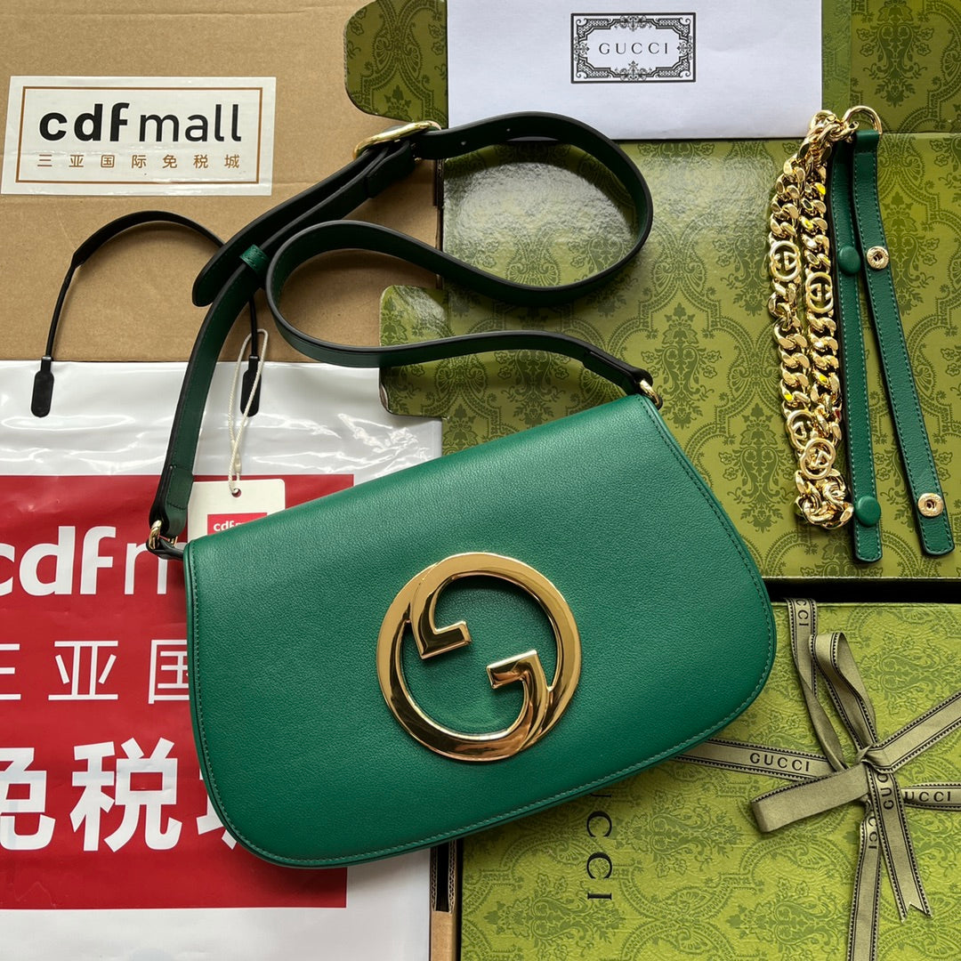 SAC BLONDIE 28 EN CUIR D'AGNEAU VERT CASTLETON, QUINCAILLERIE DORÉ