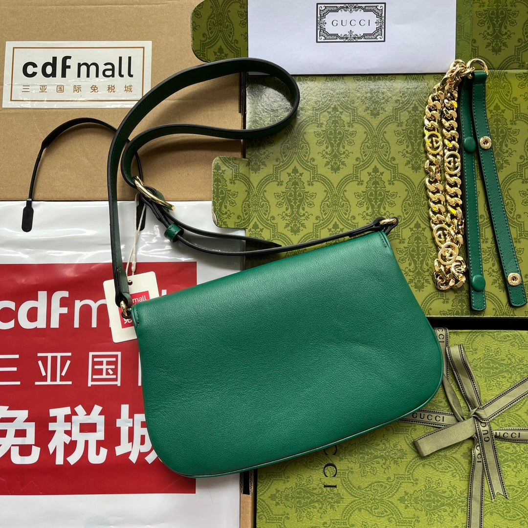 ブロンディ ショルダーバッグ 28インチ キャッスルトングリーン ラムスキン ゴールド金具