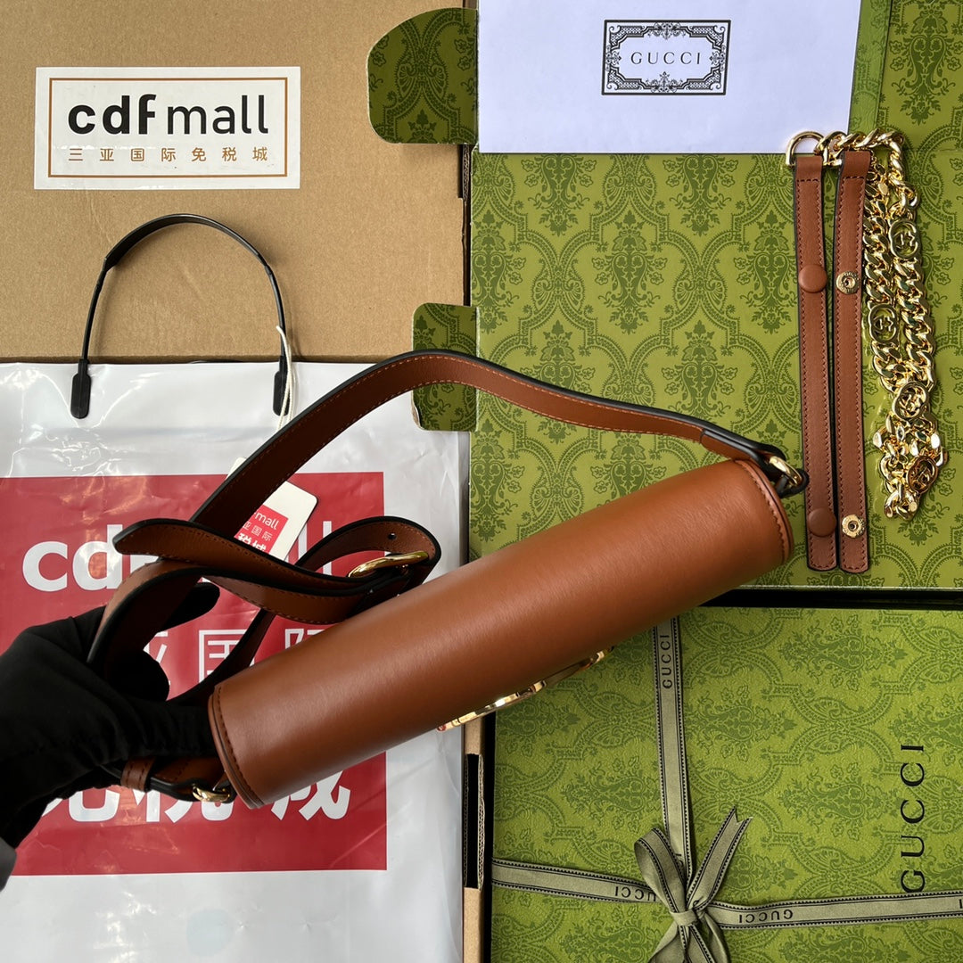 SAC À BANDOULIÈRE BLONDIE 28 EN CUIR D'AGNEAU BRONZE MARRON QUINCAILLERIE DORÉ