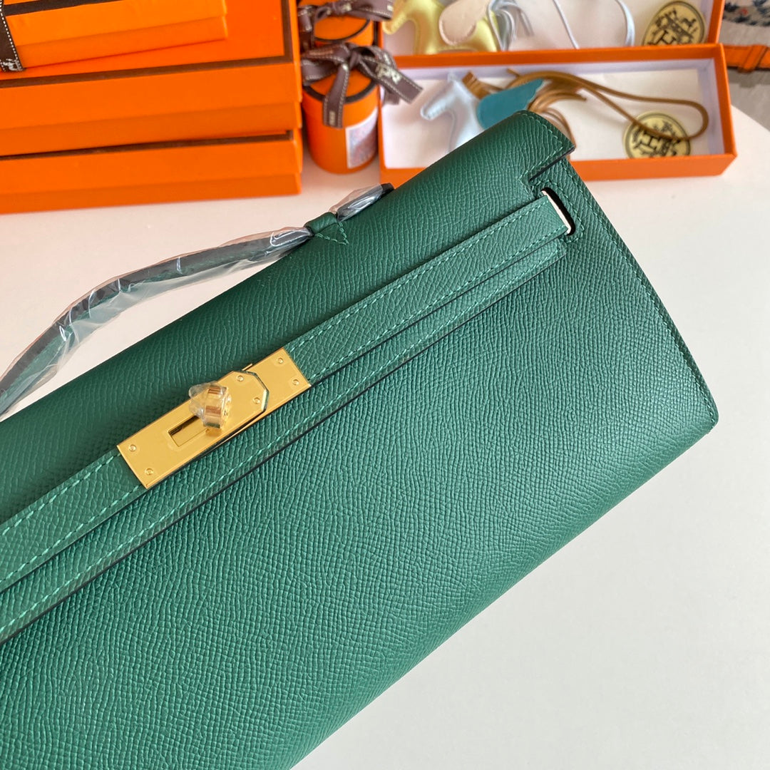 HM KELLY CUT 31 KAITOKE CUIR EPSOM VERT QUINCAILLERIE DORÉ 229040