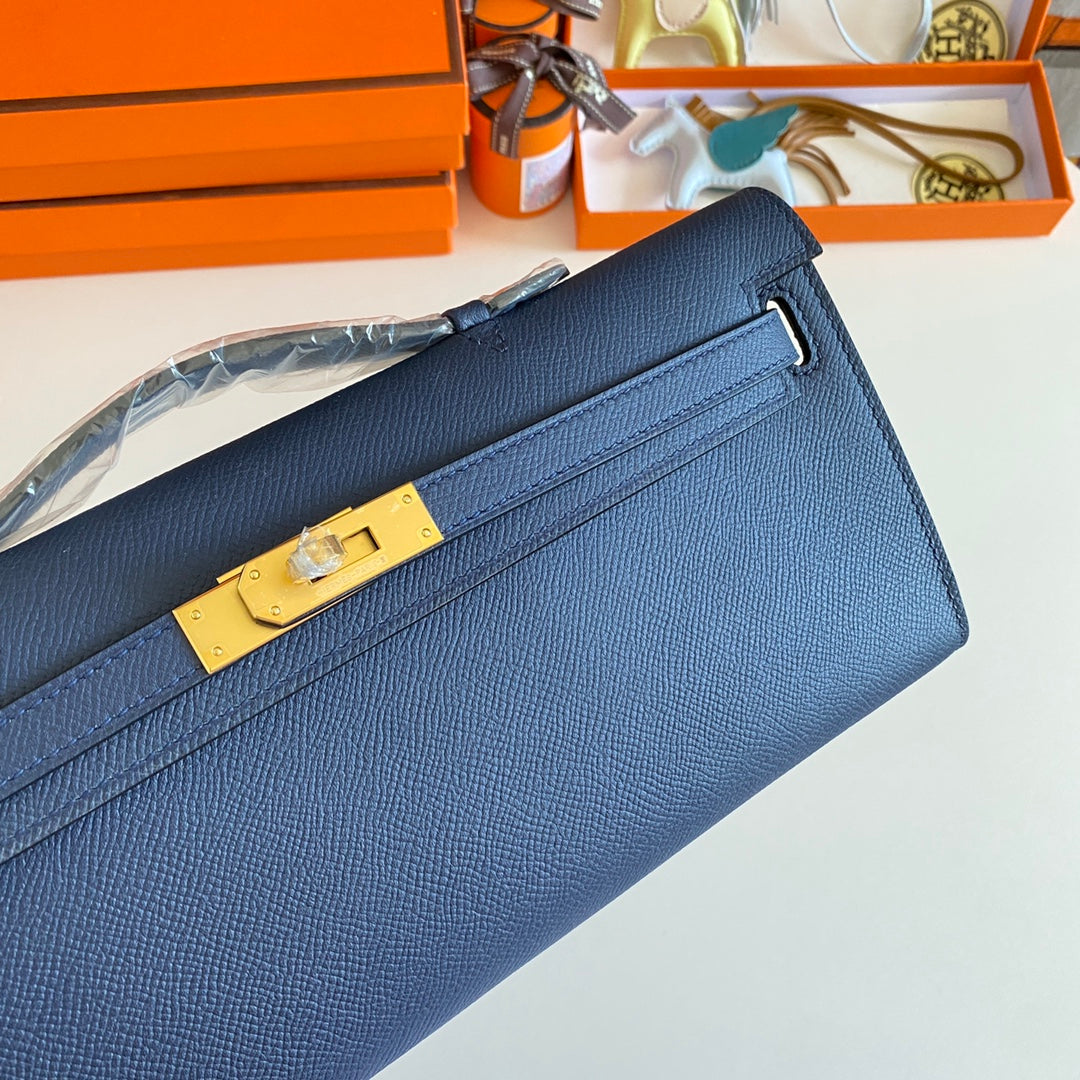 HM KELLY CUT 31 CUIR EPSOM BLEU NUIT QUINCAILLERIE DORÉ 229049