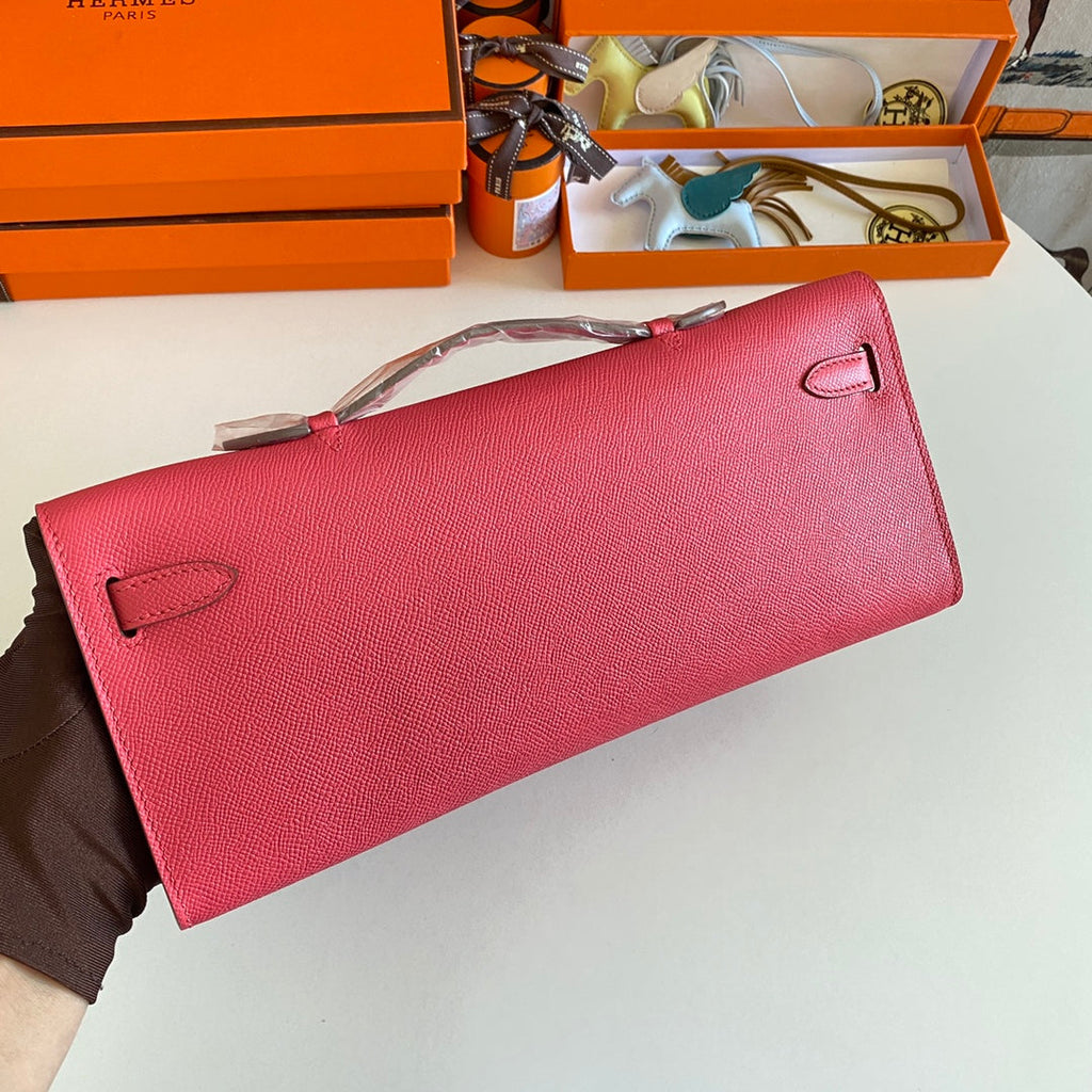 HM KELLY CUT 31 CUIR EPSOM AMARANTH QUINCAILLERIE DORÉ 229042