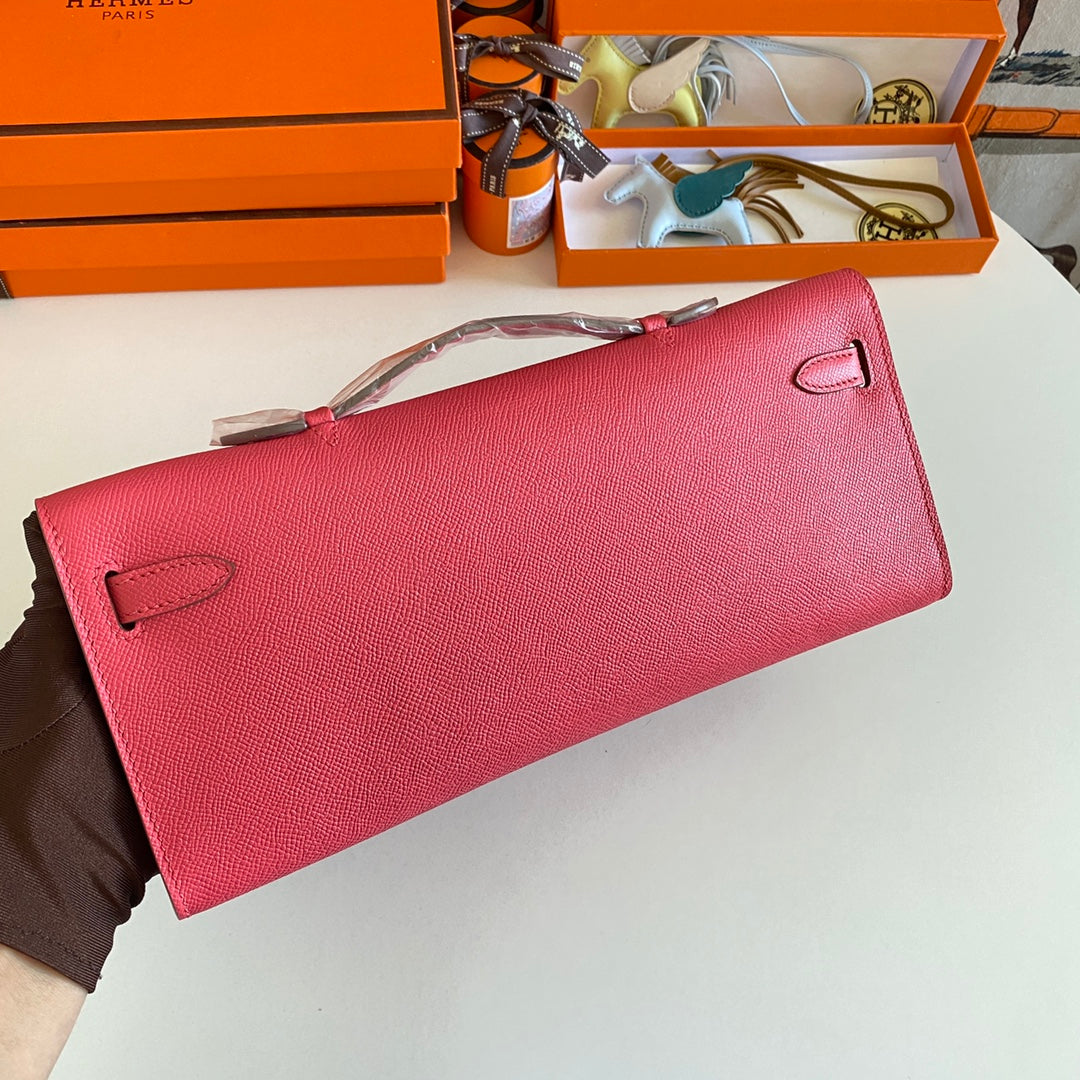 HM KELLY CUT 31 CUIR EPSOM AMARANTH QUINCAILLERIE DORÉ 229042