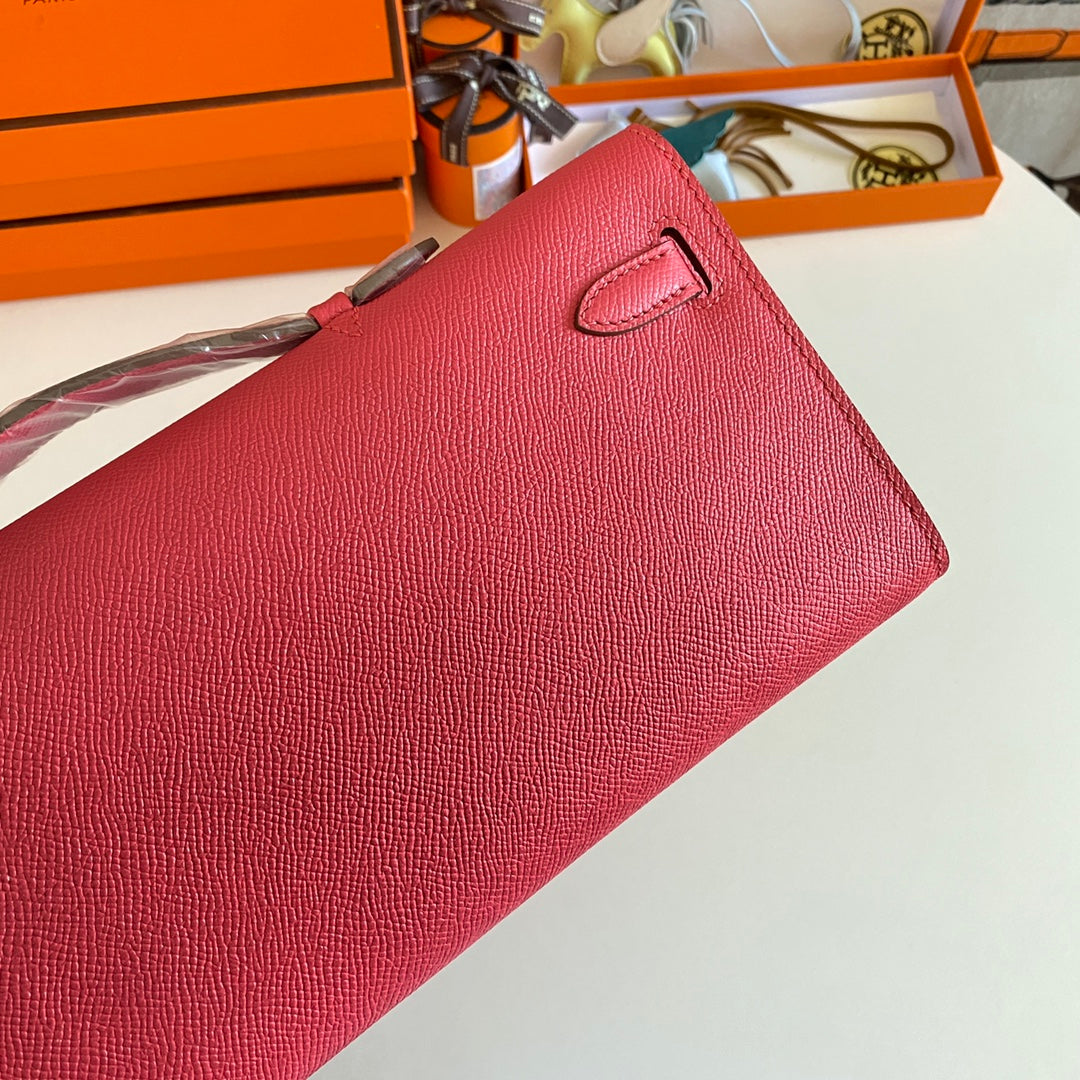 HM KELLY CUT 31 CUIR EPSOM AMARANTH QUINCAILLERIE DORÉ 229042