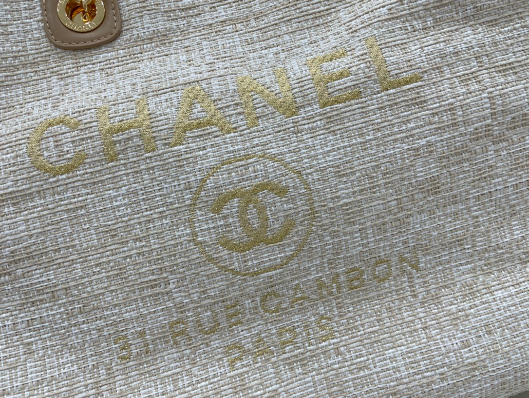 CC DEAUVILLE TWEED BAG BROWN LEATHER GOLD HARDWARE 2