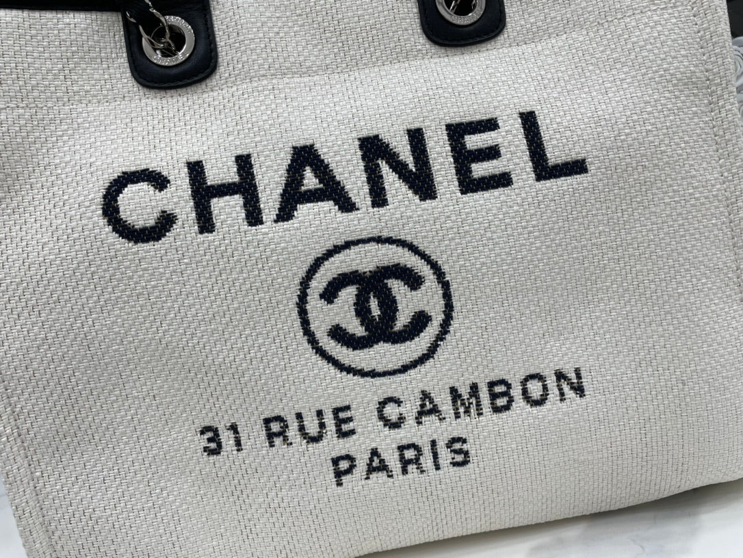 CC DEAUVILLE TWEED BAG BLACK LEATHER SILVER HARDWARE 16
