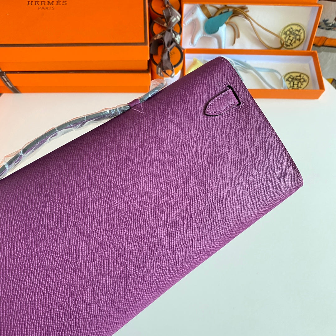 HM KELLY CUT 31 CUIR EPSOM VIOLET QUINCAILLERIE ARGENTÉE 229036