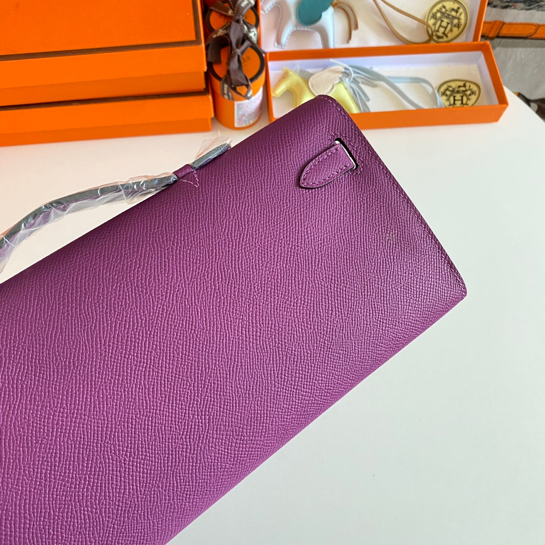 HM KELLY CUT 31 CUIR EPSOM VIOLET QUINCAILLERIE DORÉ 229037