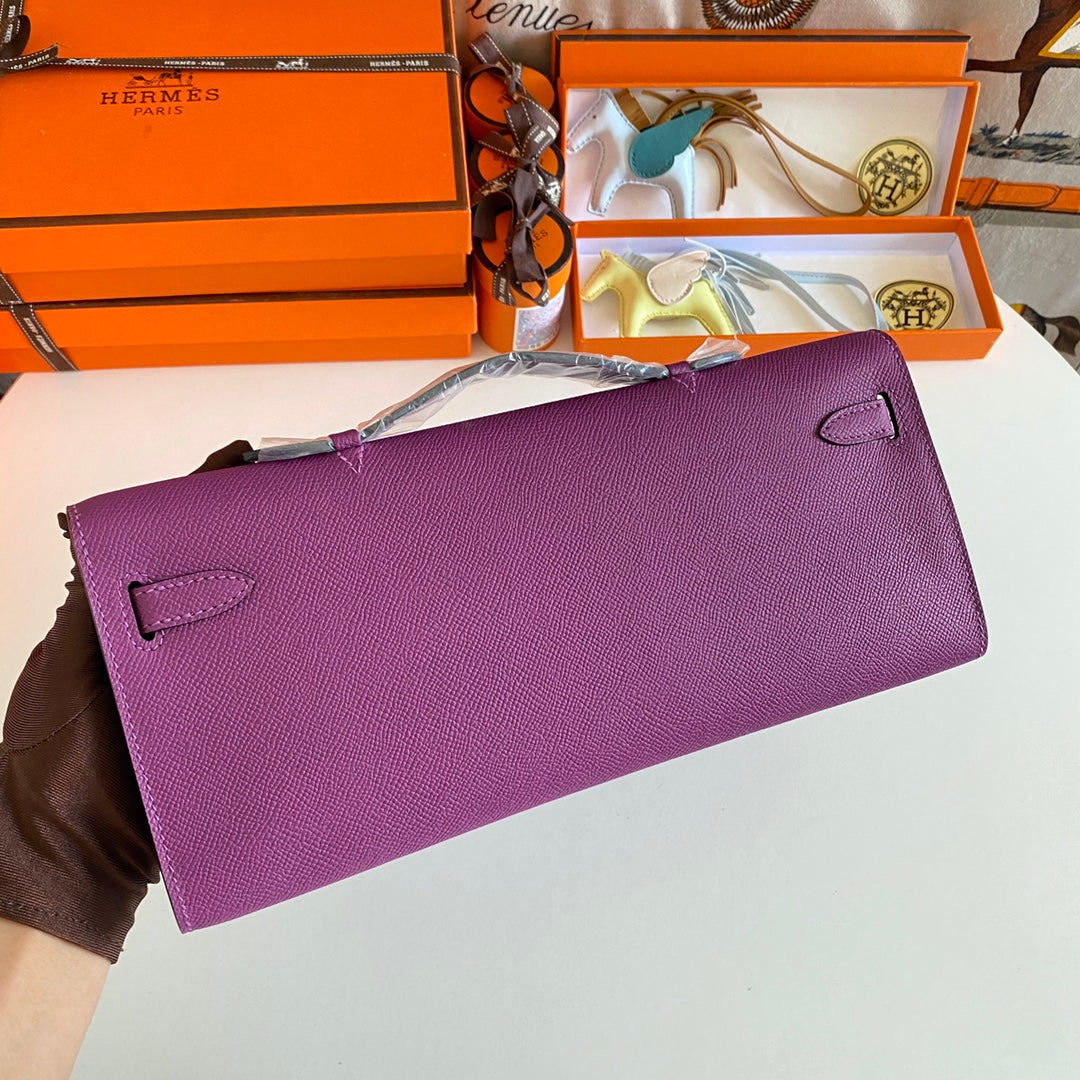 HM KELLY CUT 31 CUIR EPSOM VIOLET QUINCAILLERIE DORÉ 229037