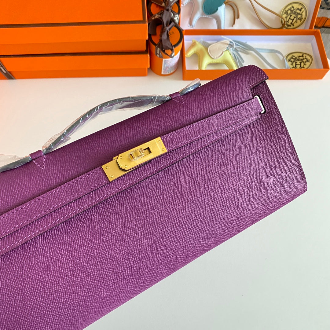 HM KELLY CUT 31 CUIR EPSOM VIOLET QUINCAILLERIE DORÉ 229037