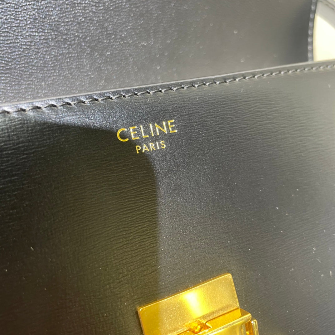 CLASSIC TRIOMPHE 20 BRACELET EN CUIR DE VEAU NOIR ACIER DORÉ