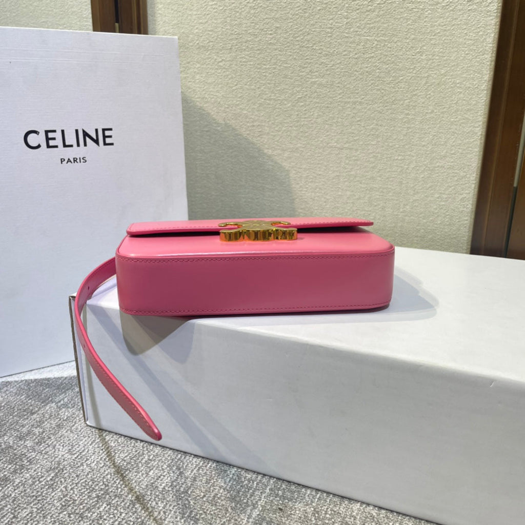 CLASSIC TRIOMPHE 20 BRACELET EN CUIR DE VEAU ROSE FONCÉ ACIER DORÉ