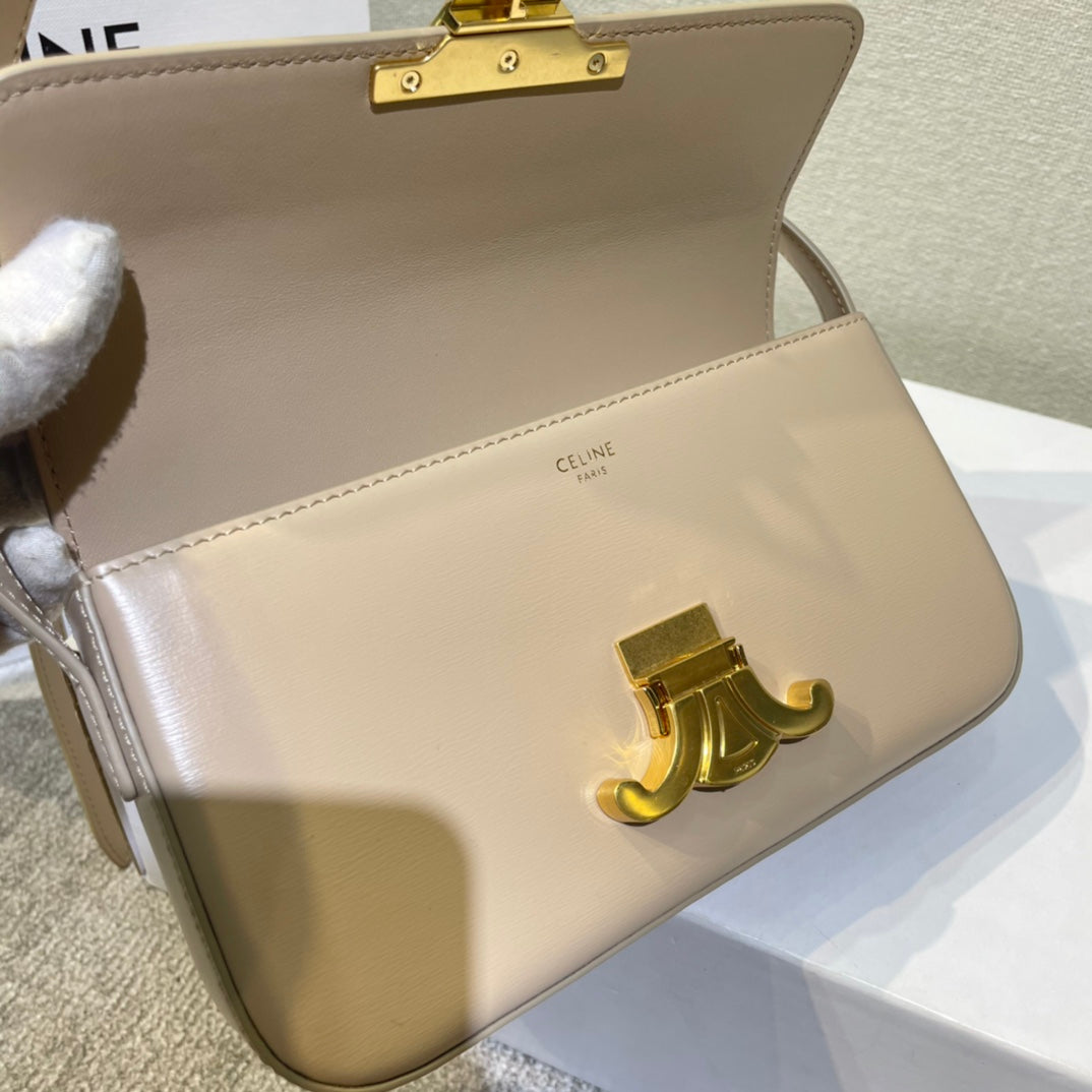 CLASSIC TRIOMPHE 20 CUIR DE VEAU BEIGE CLAIR ACIER DORÉ