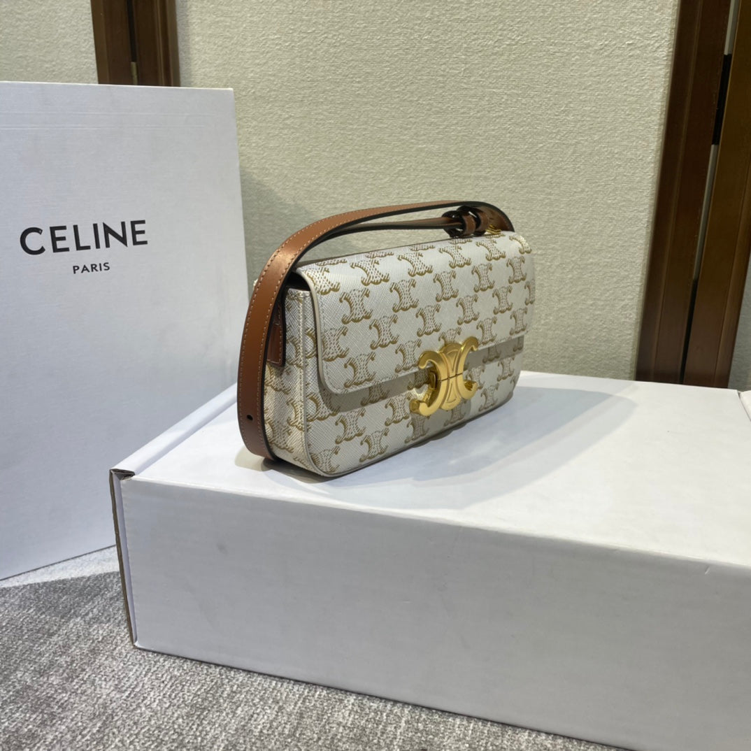 CLASSIQUE TRIOMOHE 20 TOILE TRIOMPHE BLANCHE CUIR DE VEAU MARRON
