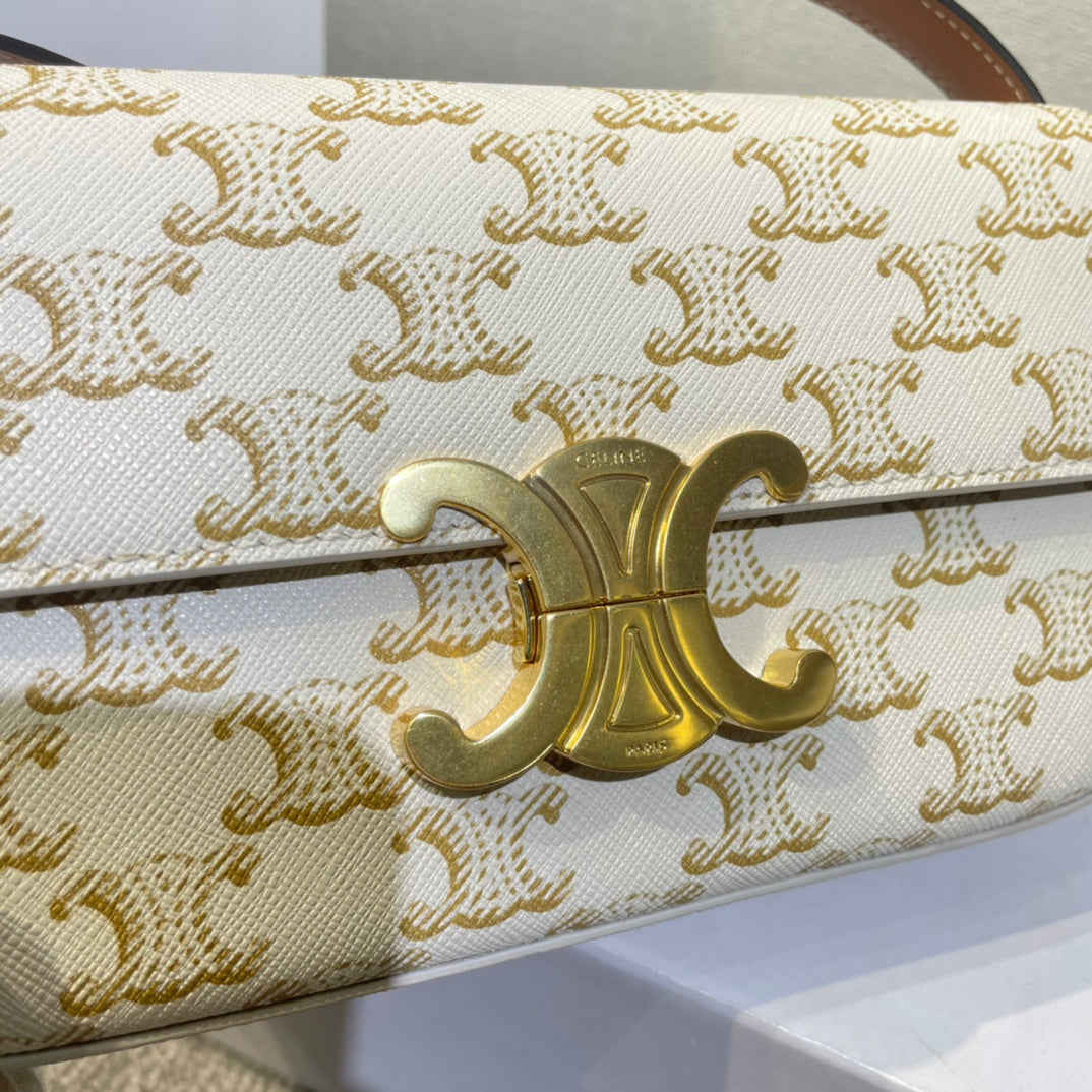 CLASSIQUE TRIOMOHE 20 TOILE TRIOMPHE BLANCHE CUIR DE VEAU MARRON