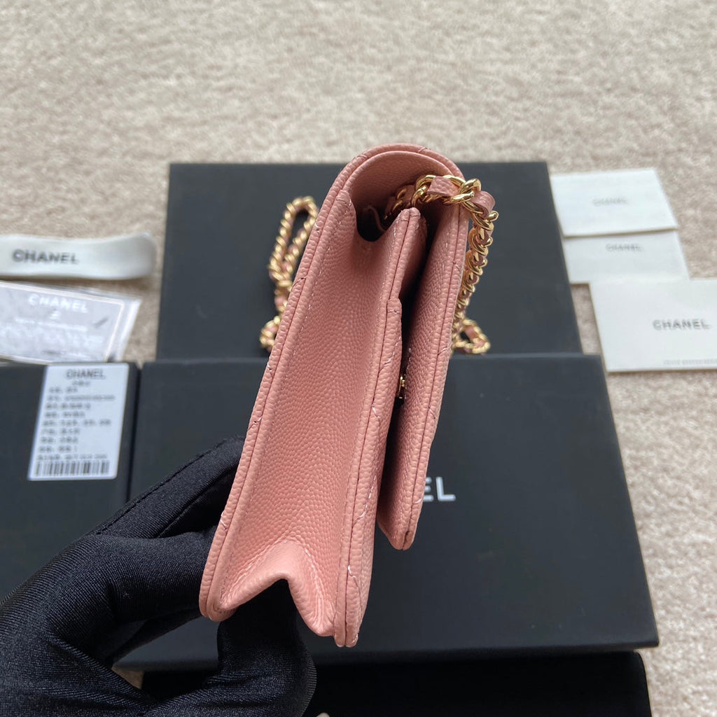 CC WOC 20CM PINK GRAINED CALFSKIN GOLD HARDWARE