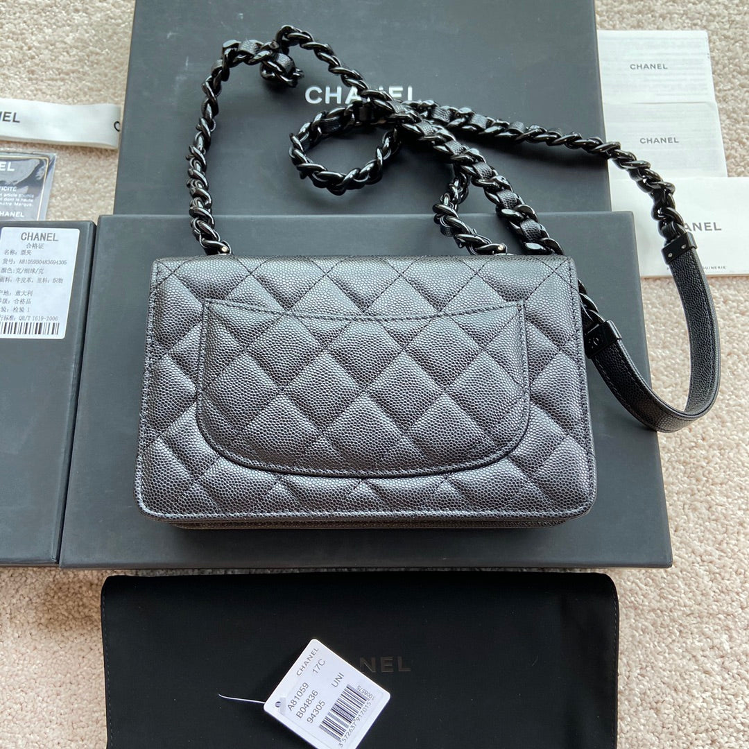 CC CLASSIC WOC 20CM CUIR DE VEAU GRAINÉ TOUT NOIR