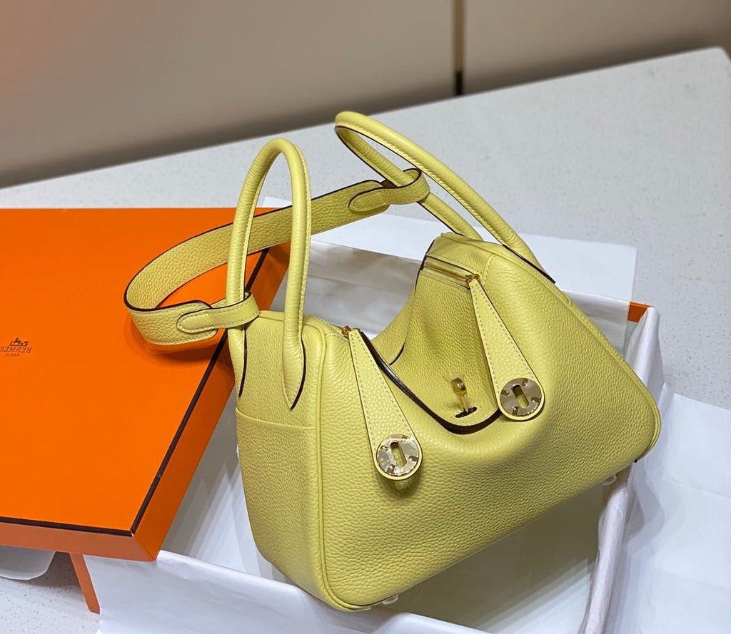 SAC HM LINDY 30 CUIR TAURILLON CLEMENCE CITRON