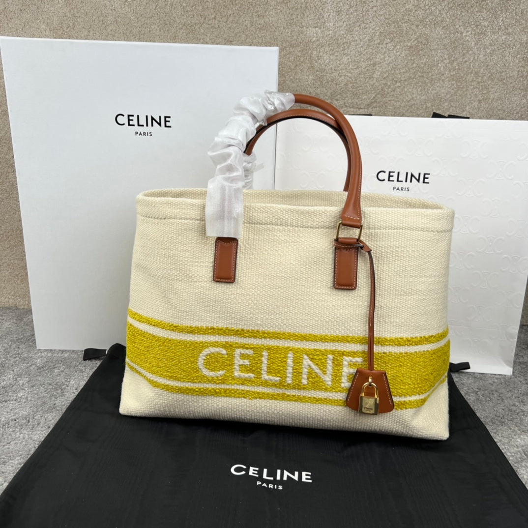 CABAS 44 TOTE EN TOILE IMPRIMÉE BLANC JAUNE