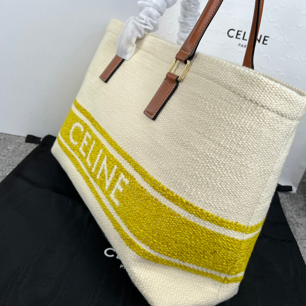 CABAS 44 TOTE EN TOILE IMPRIMÉE BLANC JAUNE