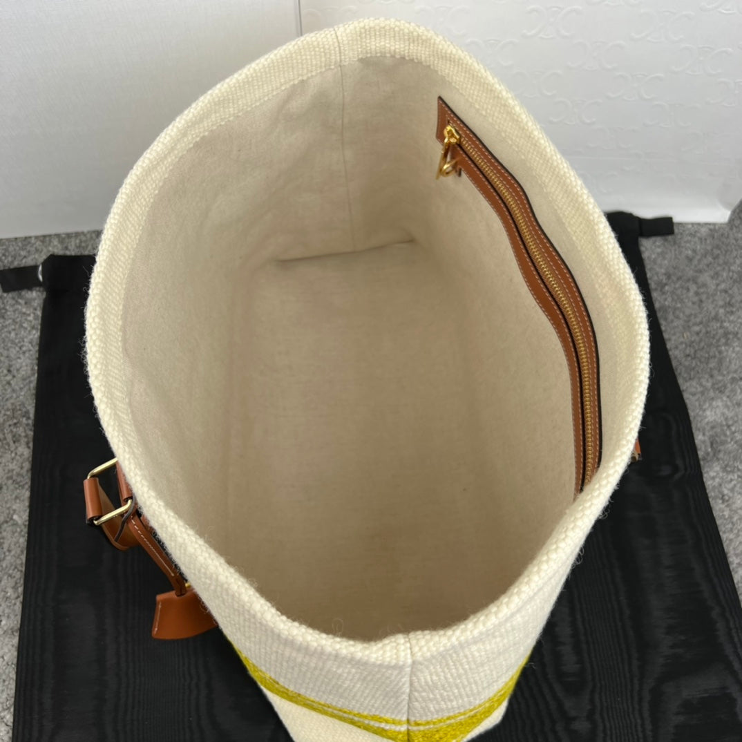 CABAS 44 TOTE EN TOILE IMPRIMÉE BLANC JAUNE