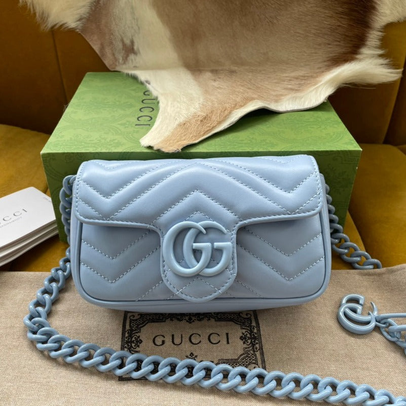 MINI SAC À MAIN MARMONT 16 EN CUIR DE VEAU BLEU PASTEL