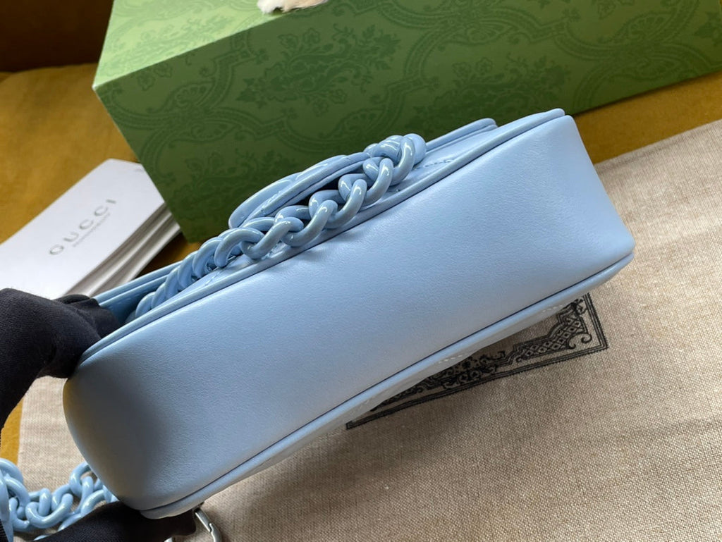 MINI SAC À MAIN MARMONT 16 EN CUIR DE VEAU BLEU PASTEL