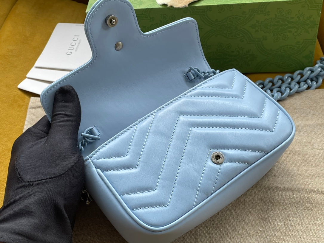 MINI SAC À MAIN MARMONT 16 EN CUIR DE VEAU BLEU PASTEL