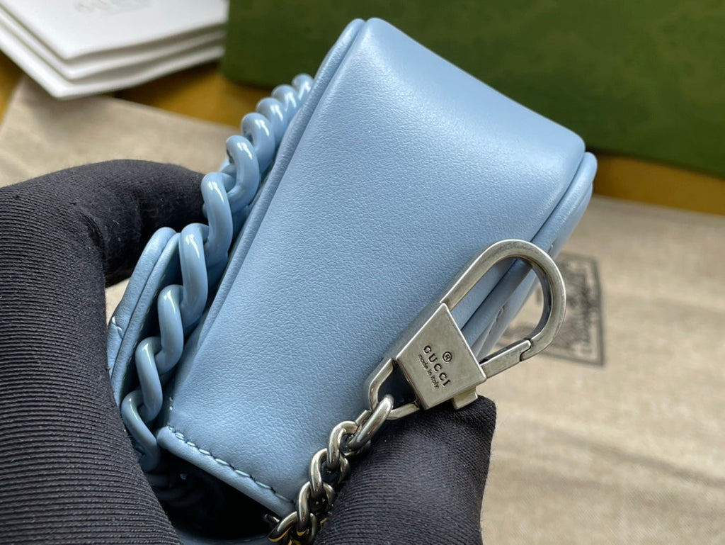 MINI SAC À MAIN MARMONT 16 EN CUIR DE VEAU BLEU PASTEL