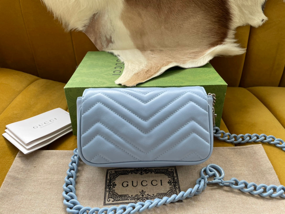 MINI SAC À MAIN MARMONT 16 EN CUIR DE VEAU BLEU PASTEL