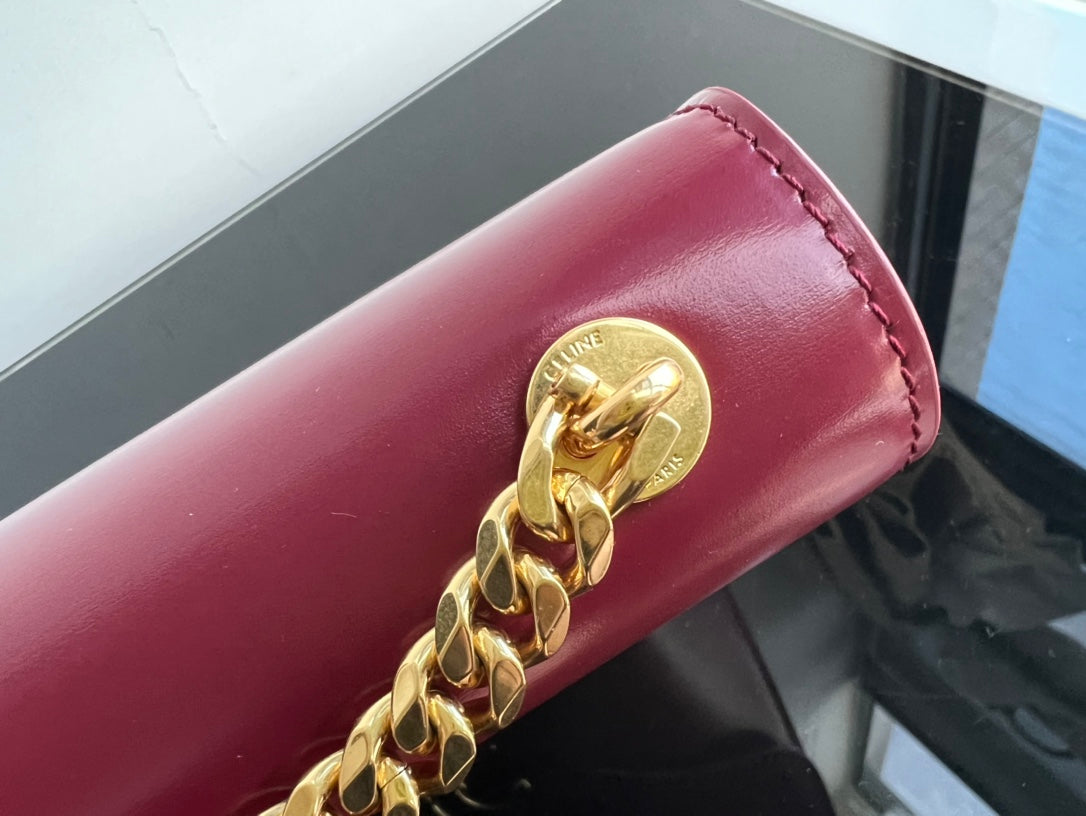 BESACE TRIPHOME 24 CUIR DE VEAU BRILLANT ROUGE RUBIS