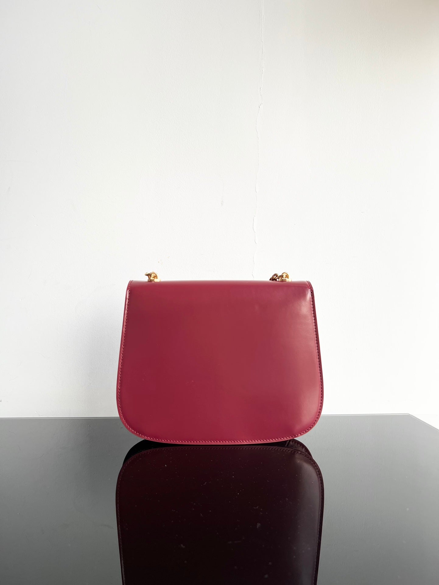 BESACE TRIPHOME 24 CUIR DE VEAU BRILLANT ROUGE RUBIS