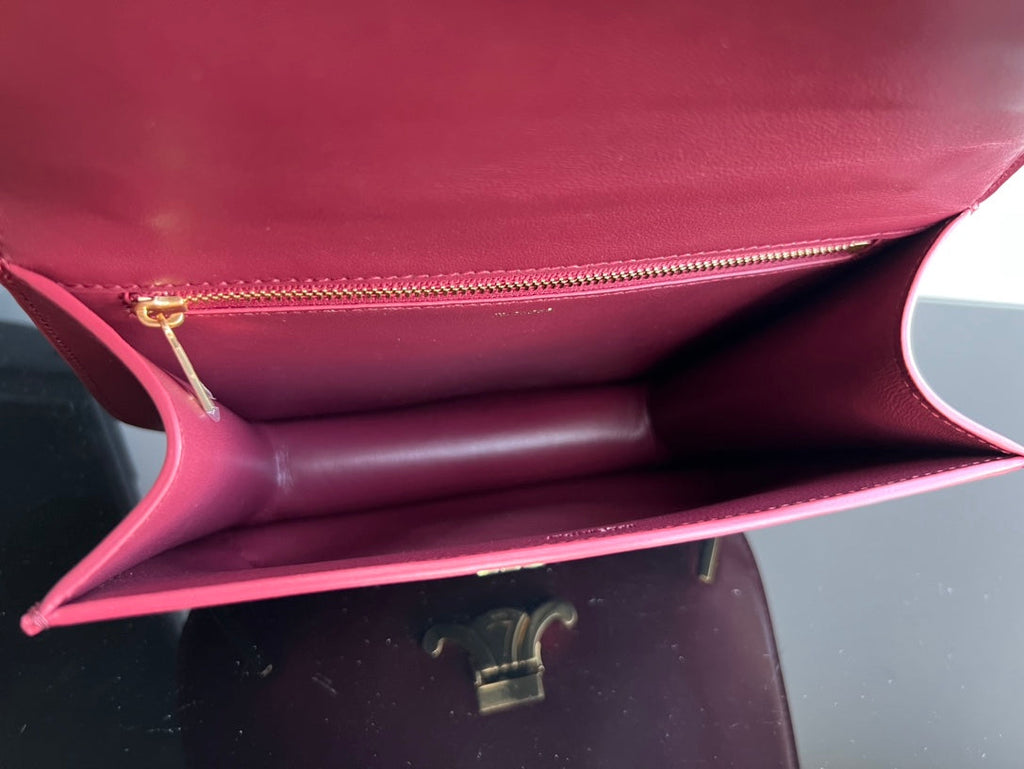 BESACE TRIPHOME 24 CUIR DE VEAU BRILLANT ROUGE RUBIS
