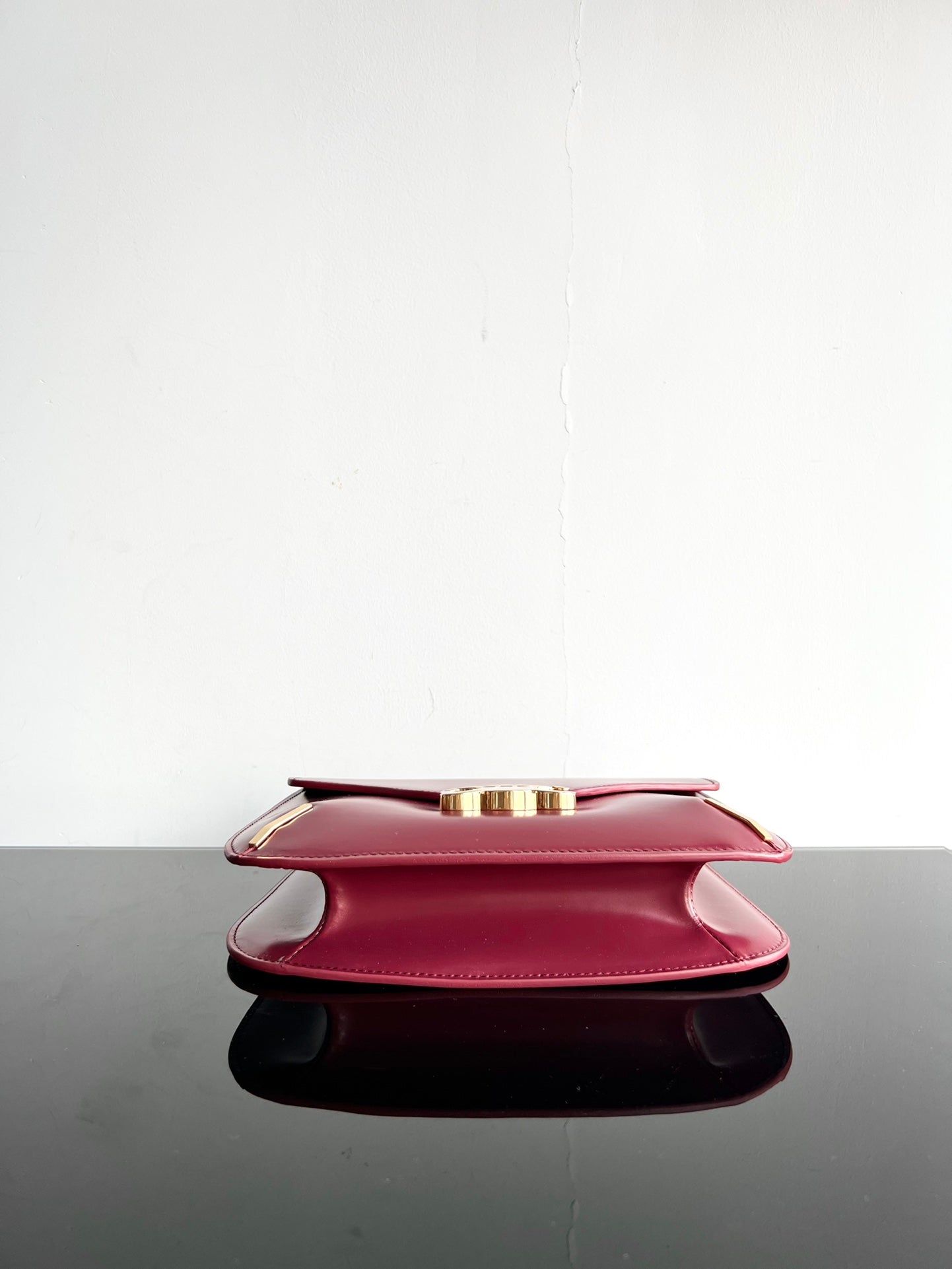 BESACE TRIPHOME 24 CUIR DE VEAU BRILLANT ROUGE RUBIS