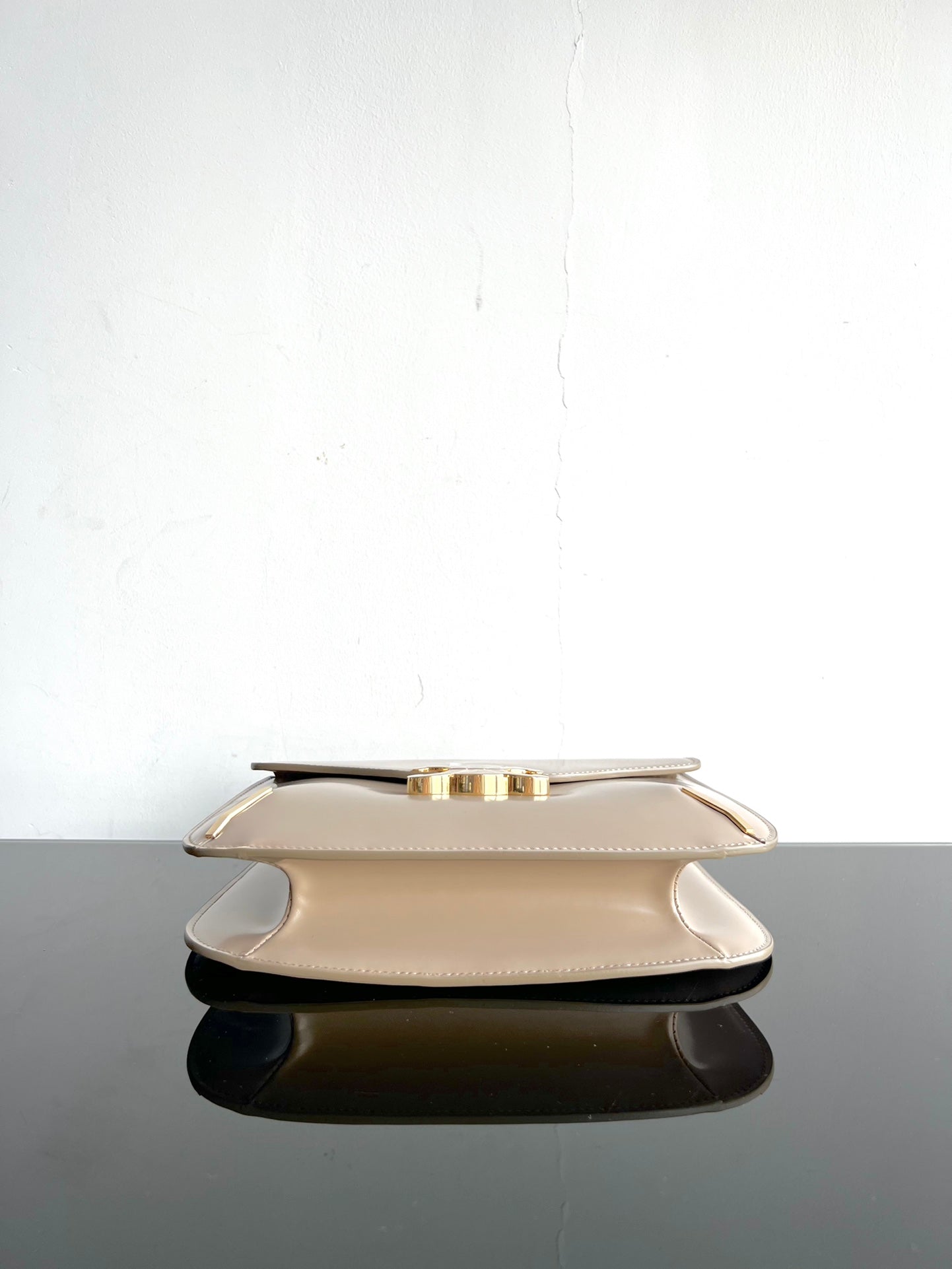 BESACE TRIPHOME 24 CUIR DE VEAU BRILLANT BEIGE CRÈME