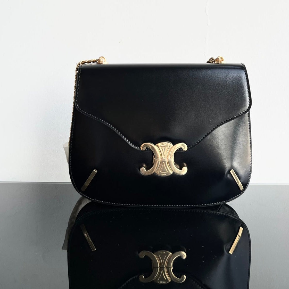 BESACE TRIPHOME 24 CUIR DE VEAU NOIR BRILLANT