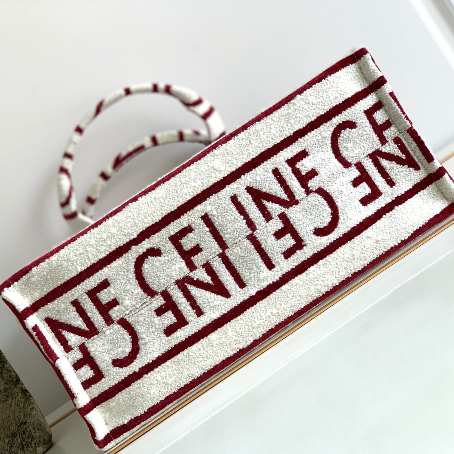 SAC CABAS LETTRE 41 TISSU BLANC ROUGE