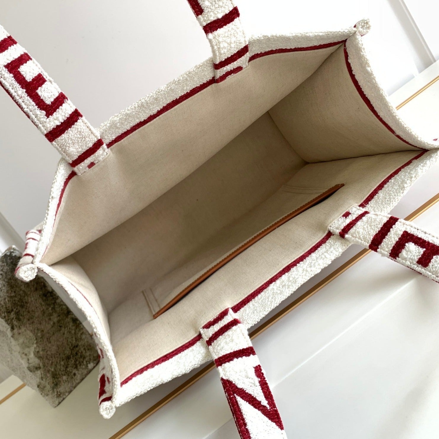 SAC CABAS LETTRE 41 TISSU BLANC ROUGE