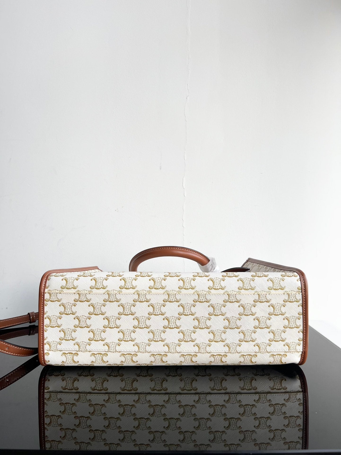 SAC CABAS TRIPHOME 35 EN CUIR DE VEAU BLANC CRÈME