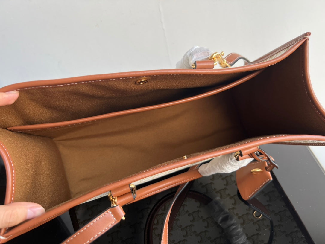 SAC CABAS TRIPHOME 35 EN CUIR DE VEAU BLANC CRÈME