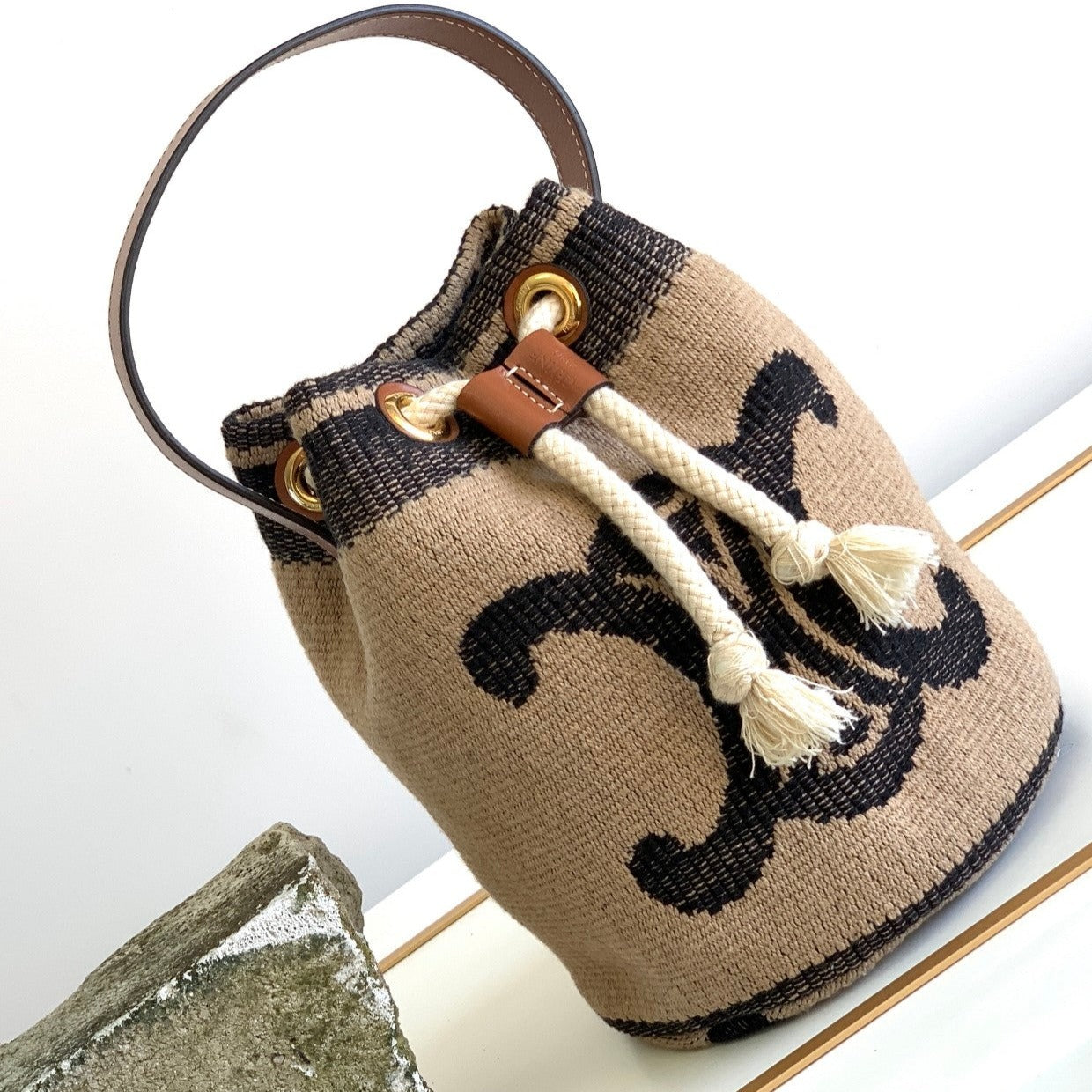 TRIPHOME 19 TISSU BRODÉ NOIR BEIGE