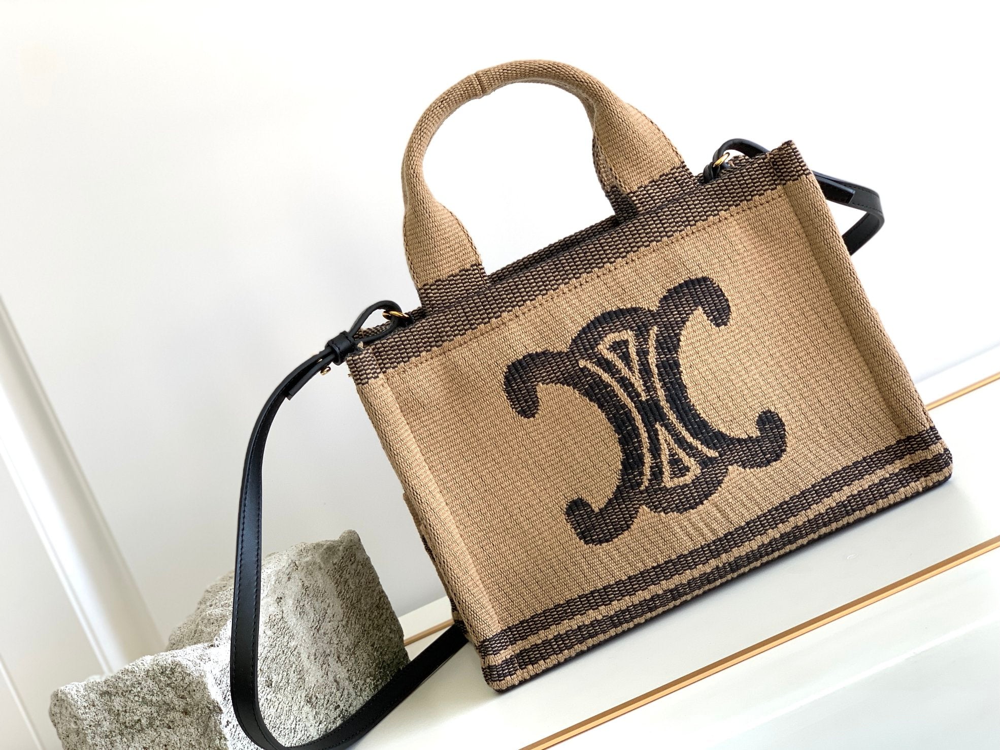 SAC TRIPHOME 26 EN TISSU NOIR MARRON