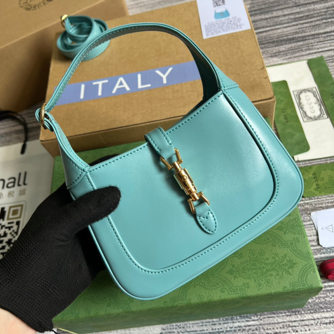 SAC À BANDOULIÈRE GG JACKIE MINI 19 EN CUIR DE VEAU BLEU PASTEL