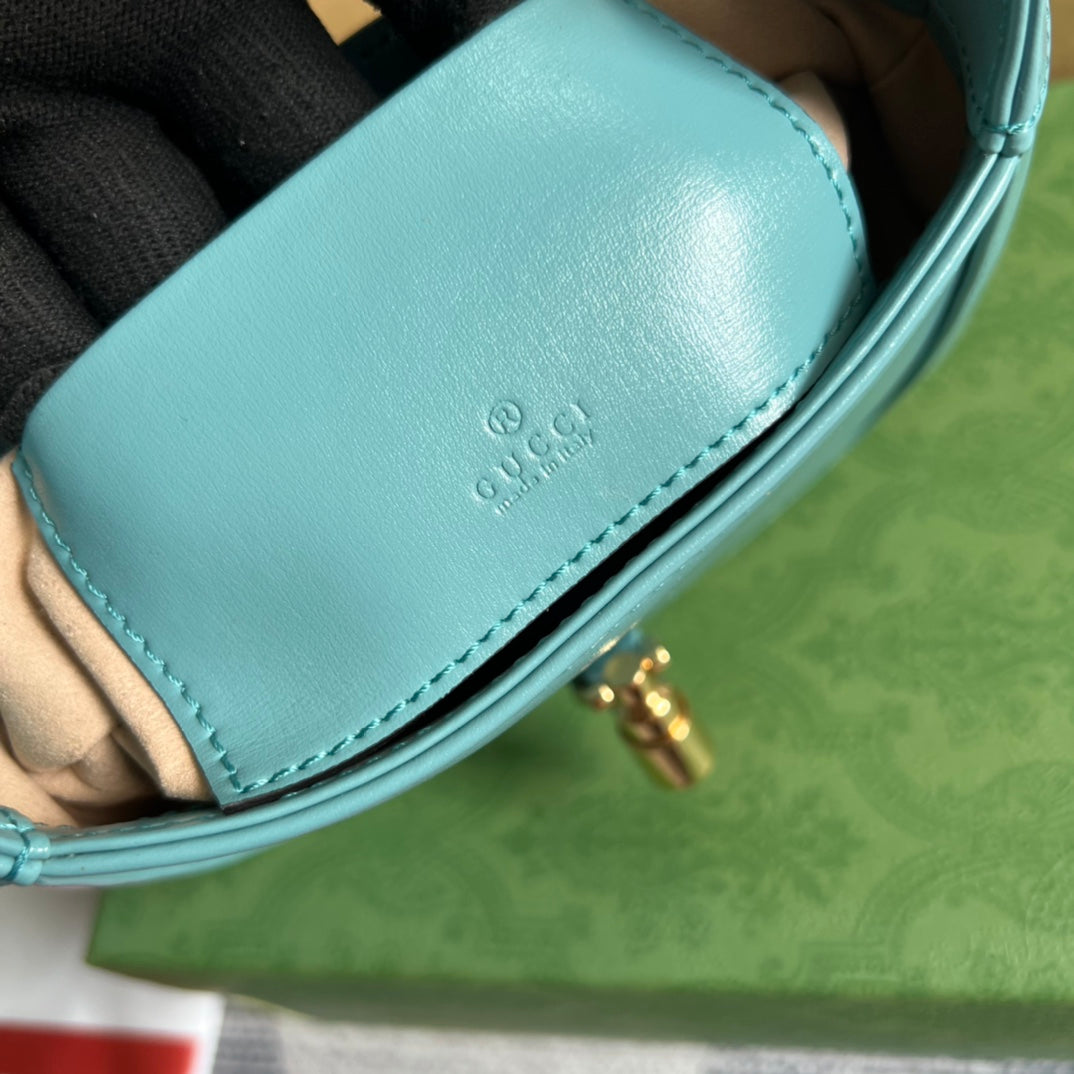 SAC À BANDOULIÈRE GG JACKIE MINI 19 EN CUIR DE VEAU BLEU PASTEL
