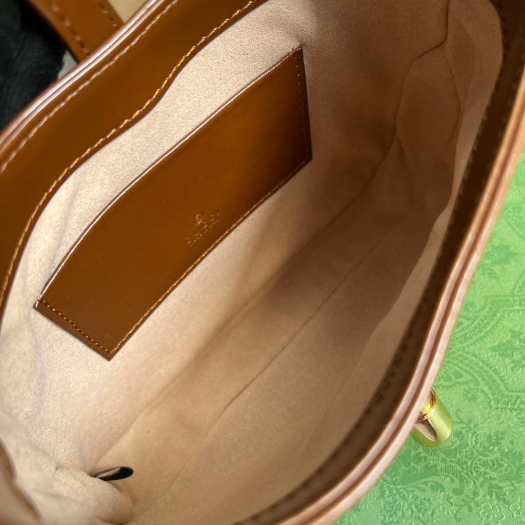 SAC À BANDOULIÈRE GG JACKIE MINI 19 EN CUIR DE VEAU MARRON CANNELLE